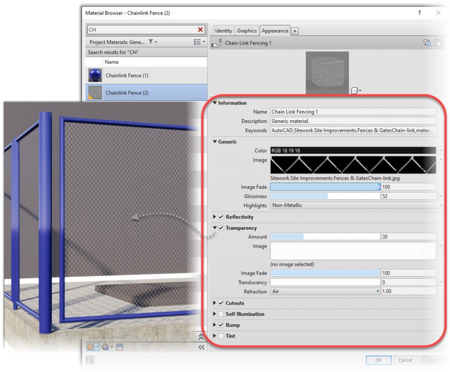 Revit Tricks การสร้างวัสดุรั้วตาข่าย (Chain Link Fence) Tesla BIM X